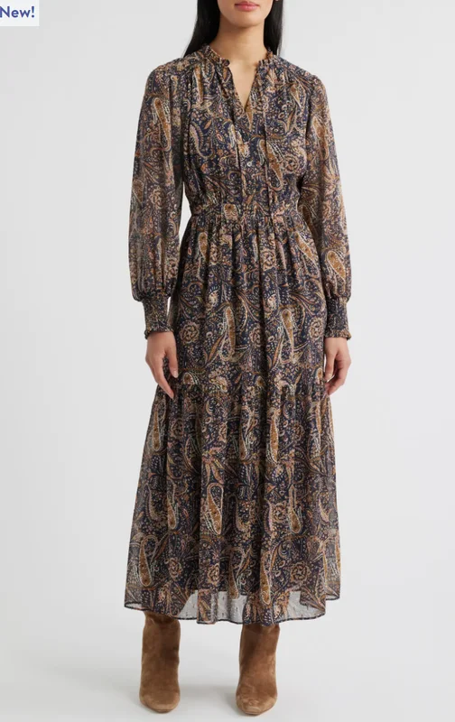 Paisley Long Sleeve Maxi Dress