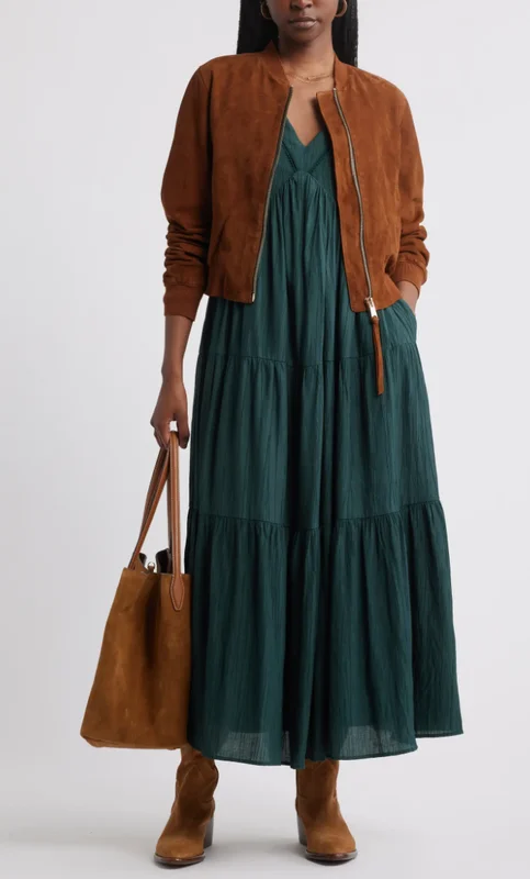 Green Flutter Sleeve Maxi Dress